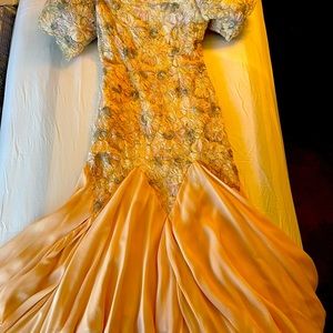 This lovely skirt is silk chaffon  and the top is bodice delicate embroidered ,